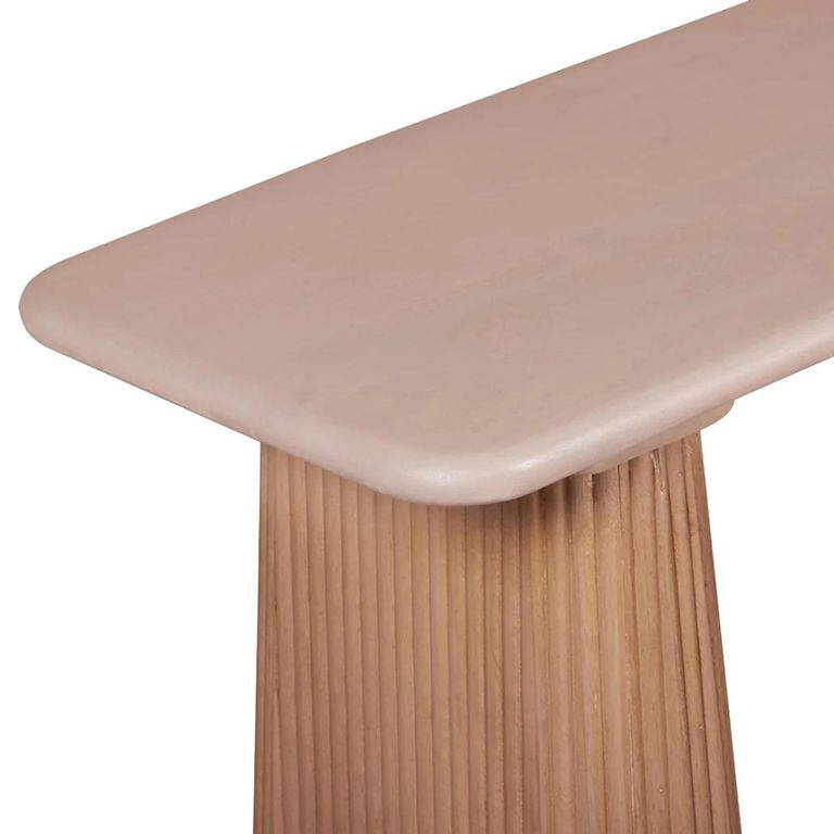 Indus Dining Bench - Fluted - Pale Taupe - Mango Wood