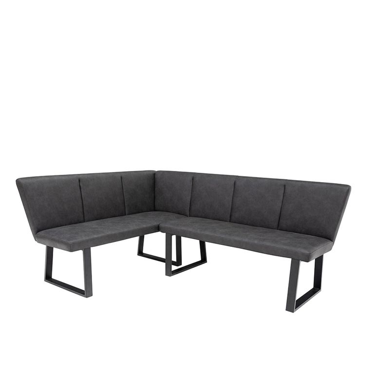 Franklin Corner Dining Bench - Charcoal Faux Leather