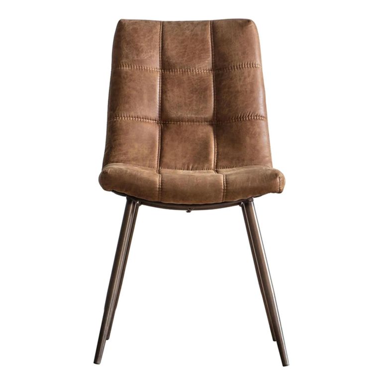 Clearance - Darwin Dining Chairs - Set of 2 - Brown Leather - A231