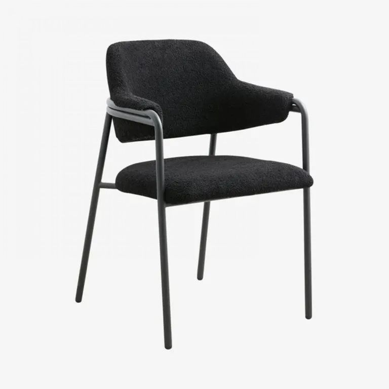 Albert Dining Armchair - Teddy Fabric - Black