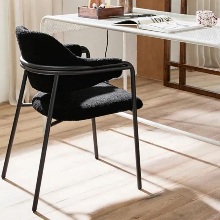 Albert Dining Armchair - Teddy Fabric - Black