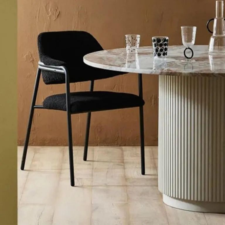 Albert Dining Armchair - Teddy Fabric - Black