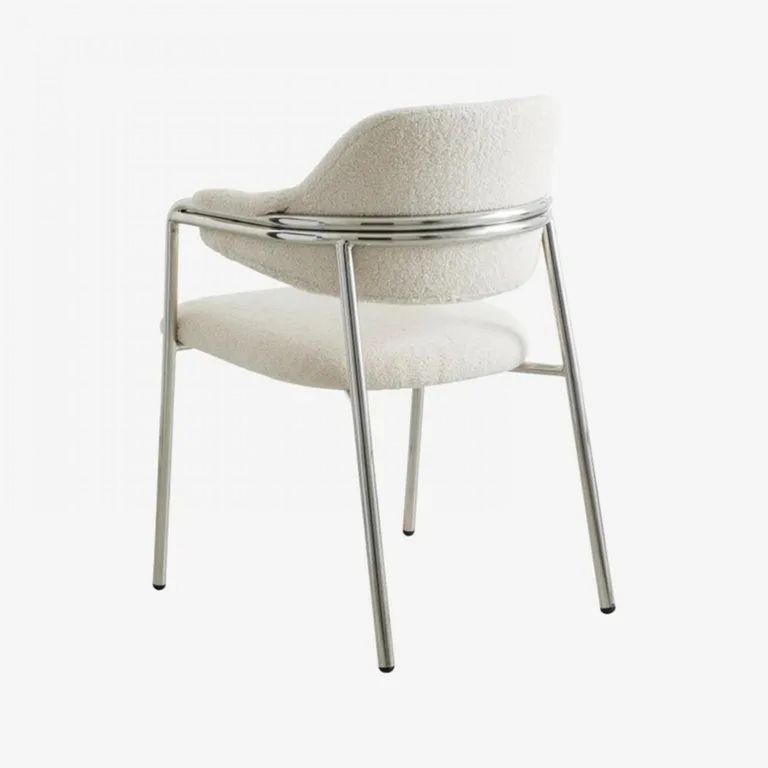 Albert Dining Armchair - Teddy Fabric - White