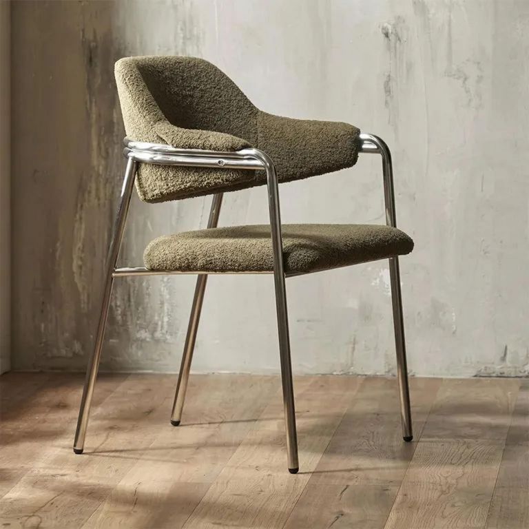 Albert Dining Armchair - Teddy Fabric - Green