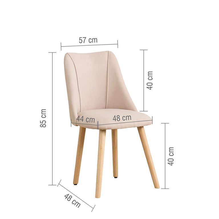 Kylo Dining Chair - Set of 2 - Beige - Fabric and Oak