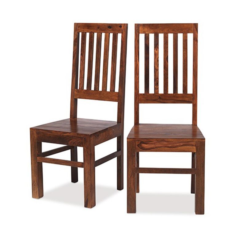 Indian Dining Chair - Set of 2 - Slatted Back - Sheesham Wood