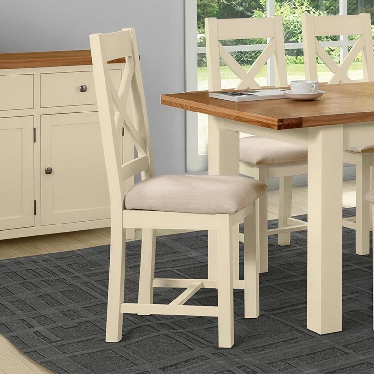 Lundy Dining Chair - Set of 2 - Crossback - Ivory Painted