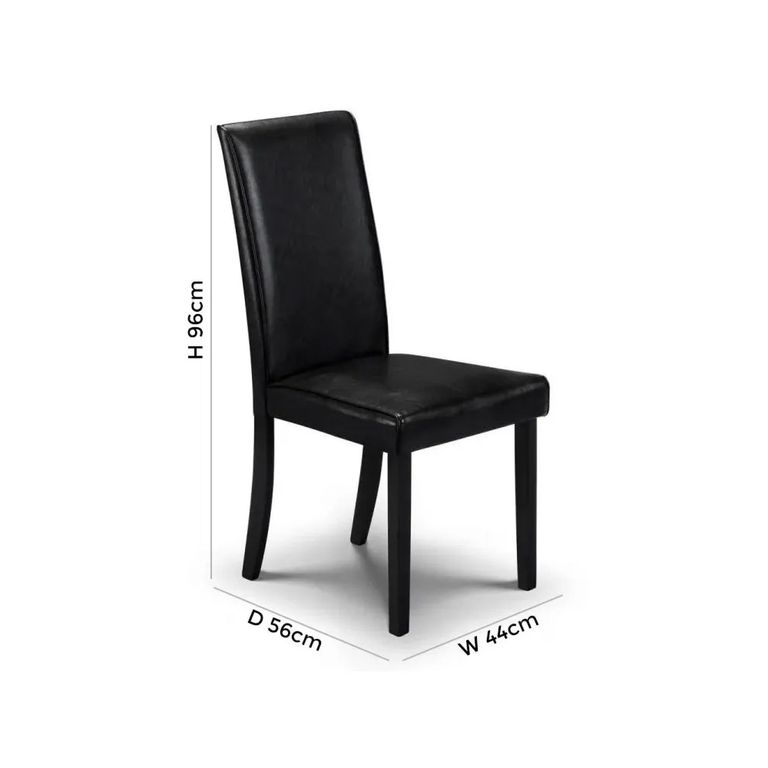 Hudson Dining Chair - Set of 2 - Black Faux Leather