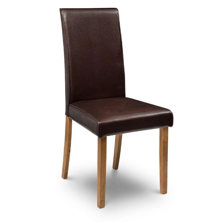Hudson Dining Chair - Set of 2 - Brown Faux Leather
