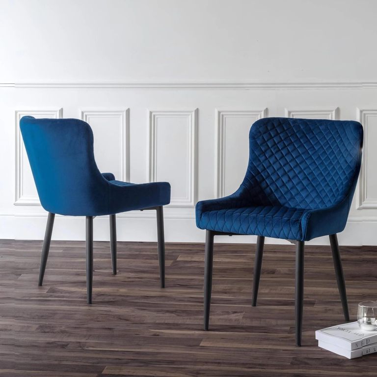 Luxe Dining Chair - Set of 2 - Blue Fabric