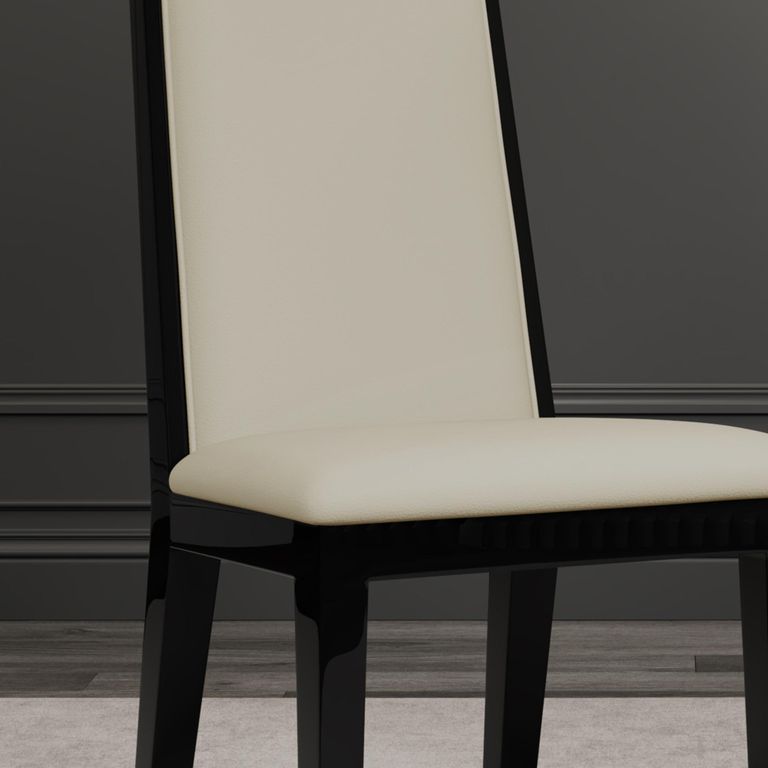 Elite Dining Chair - High Back - Cream Leather - Black Legs