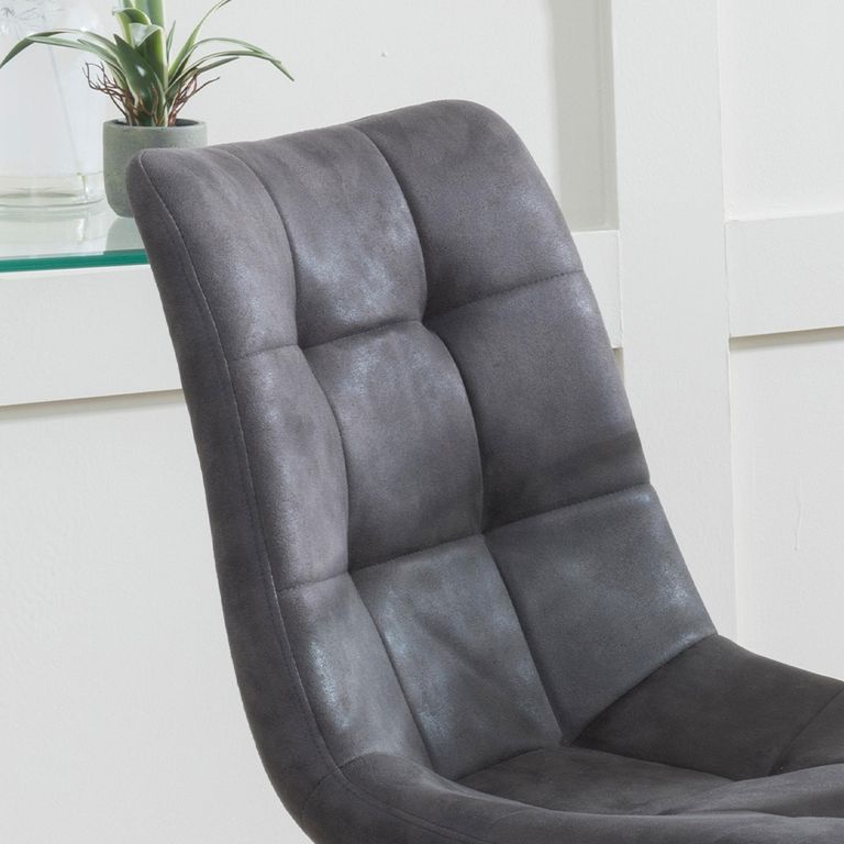 Corona Dining Chair - Grey Fabric - Black Metal Legs