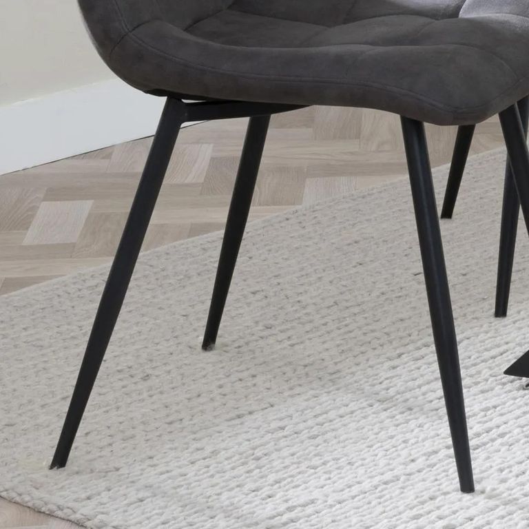 Corona Dining Chair - Grey Fabric - Black Metal Legs