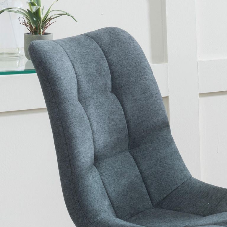 Corona Dining Chair - Light Grey Fabric - Black Metal Legs