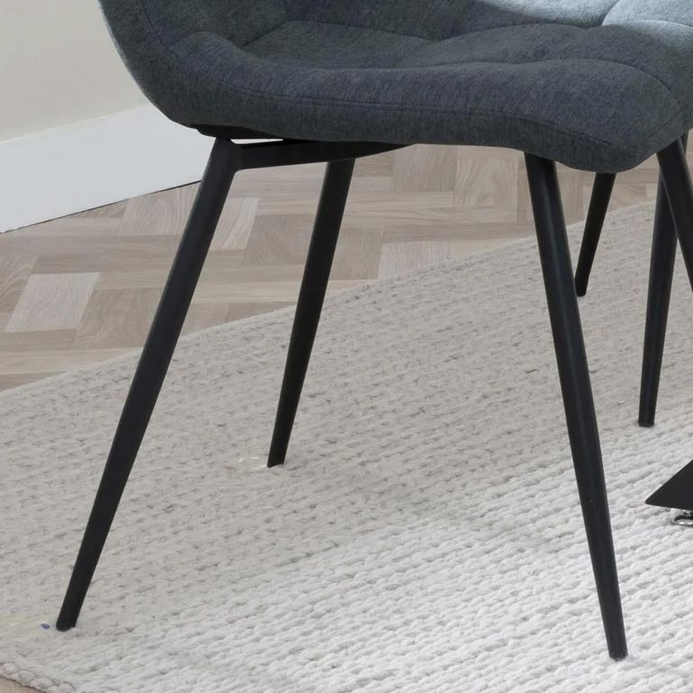 Corona Dining Chair - Light Grey Fabric - Black Metal Legs