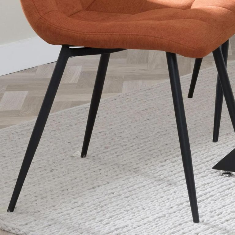 Corona Dining Chair - Orange Fabric - Black Metal Legs