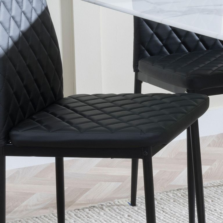 Clearance - Metro Dining Chair - Black Leather - Black Metal Legs