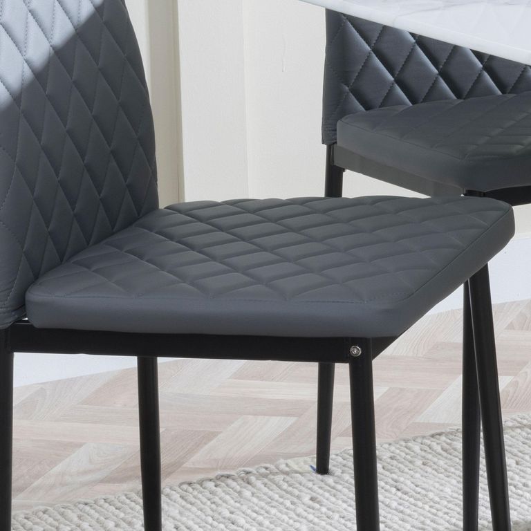 Clearance - Metro Dining Chair - Grey Leather - Black Metal Legs