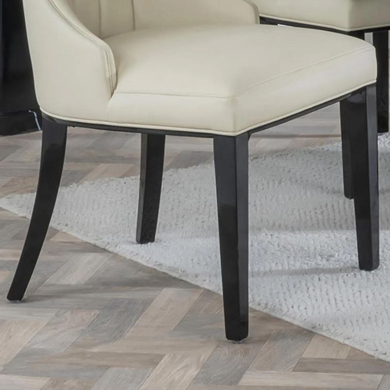 Mimi Dining Chair - Large High Back - Cream Leather - Black Legs