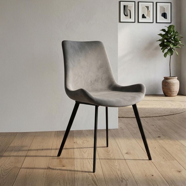 Clearance - Dan Form Hype Alu Velvet Dining Chairs - Set of 2 - Black Legs - FS035