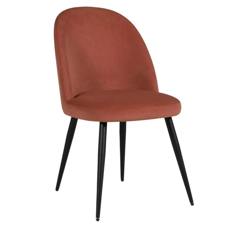 Clearance - Gabi Dining Chair - Set of 2 - Coral Velvet - Black Legs - FSS15756