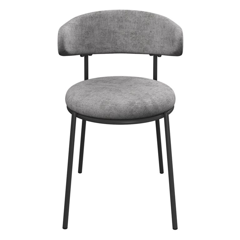 Clearance - Simoni Dining Chair - Set of 2 - Curved Back - Grey Linen Fabric - A454