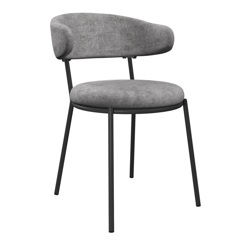 Clearance - Simoni Dining Chair - Set of 2 - Curved Back - Grey Linen Fabric - A454