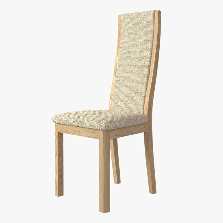Saylor Dining Chair - Set of 2 - High Back - Natural Fabric - Oak