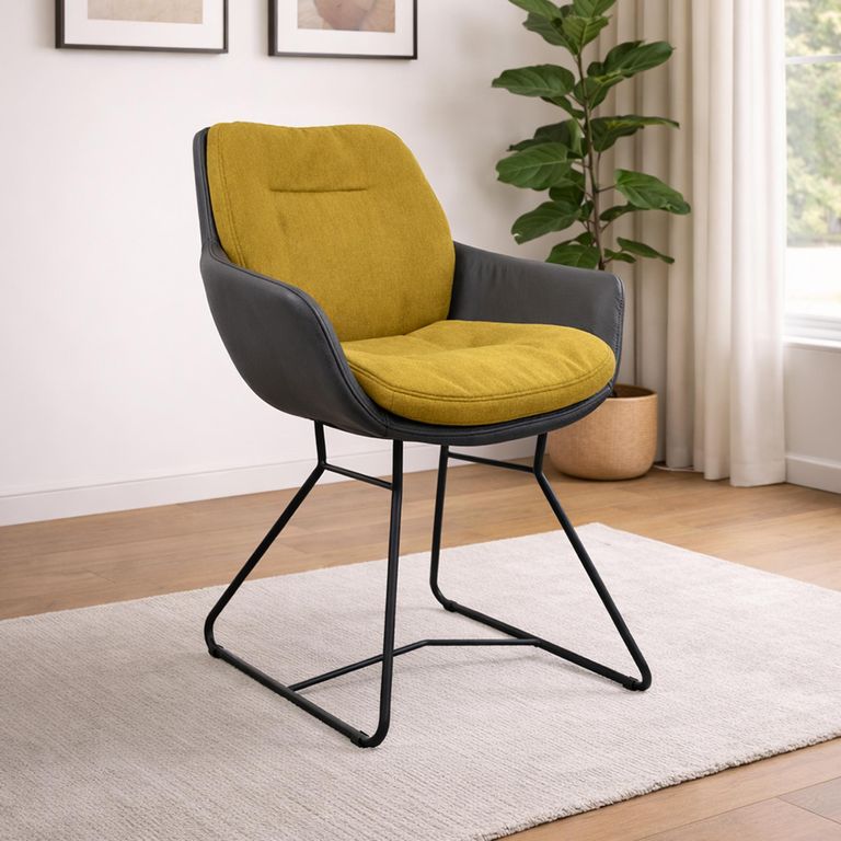 Alexia Dining Armchair - Anthracite Black Powder Coated Sled Legs - Variation Available