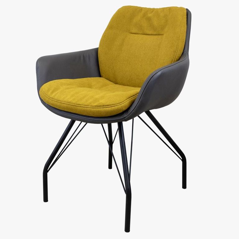 Alexia Dining Armchair - Anthracite Black Powder Coated Round Legs - Variation Available