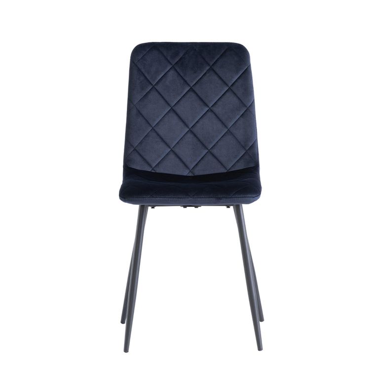 Bella Dining Chair - Set of 2 - Cross Stitched - Deep Blue Velvet