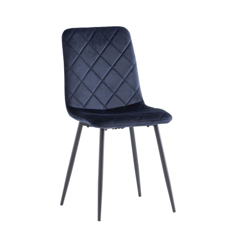 Bella Dining Chair - Set of 2 - Cross Stitched - Deep Blue Velvet