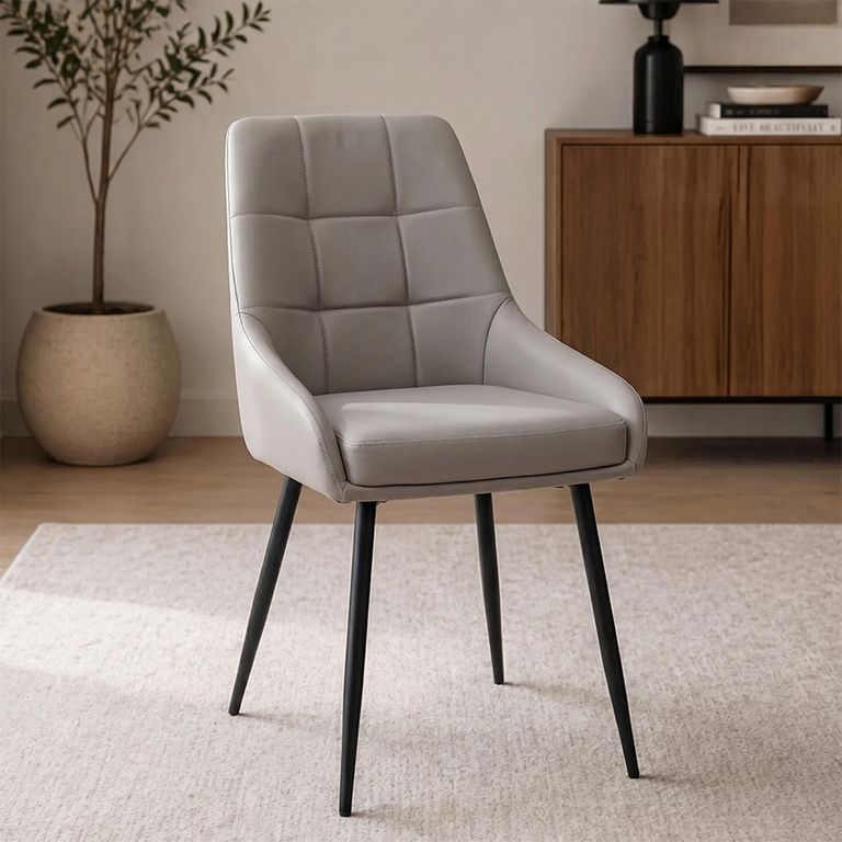 Ava Dining Chair - Set of 2 - Taupe Faux Leather