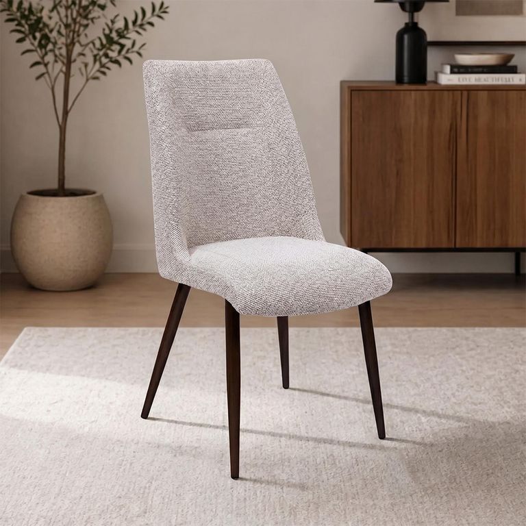 Chelsea Dining Chair - Set of 2 - Natural Fabric - Brown Legs