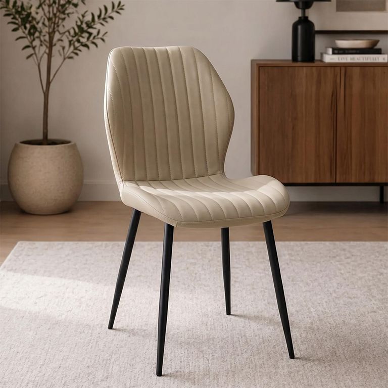Davis Dining Chair - Set of 2 - Stone Faux Leather