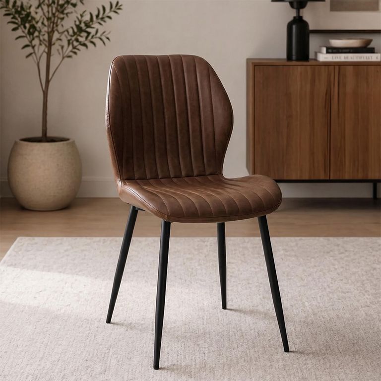 Fontana Dining Chair - Set of 2 - Antique Tan Faux Leather