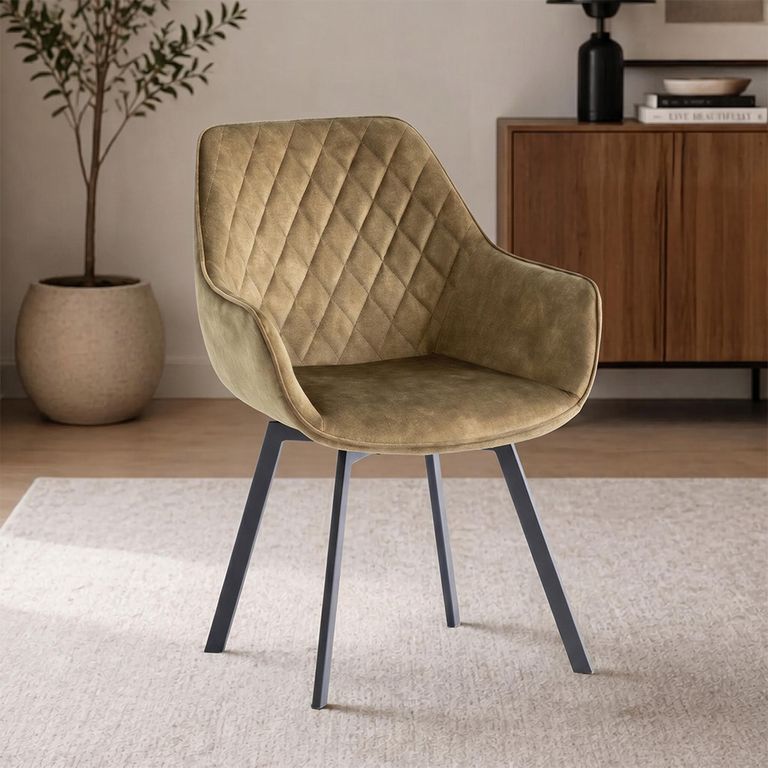 Viola Swivel Dining Chair - Set of 2 - Green Velvet Fabric