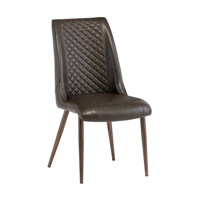 Amber Dining Chair - Set of 2 - Dark Brown Faux Leather