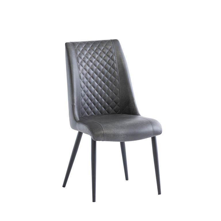 Amber Dining Chair - Set of 2 - Grey Faux Leather