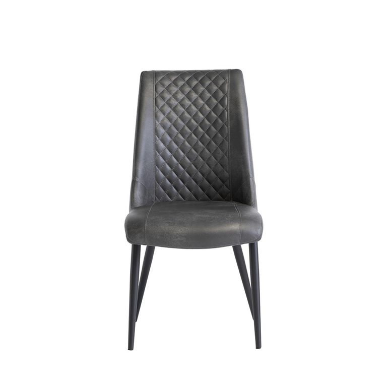 Amber Dining Chair - Set of 2 - Grey Faux Leather