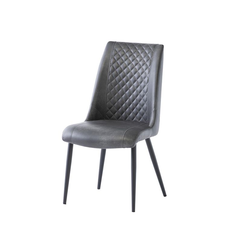 Amber Dining Chair - Set of 2 - Grey Faux Leather