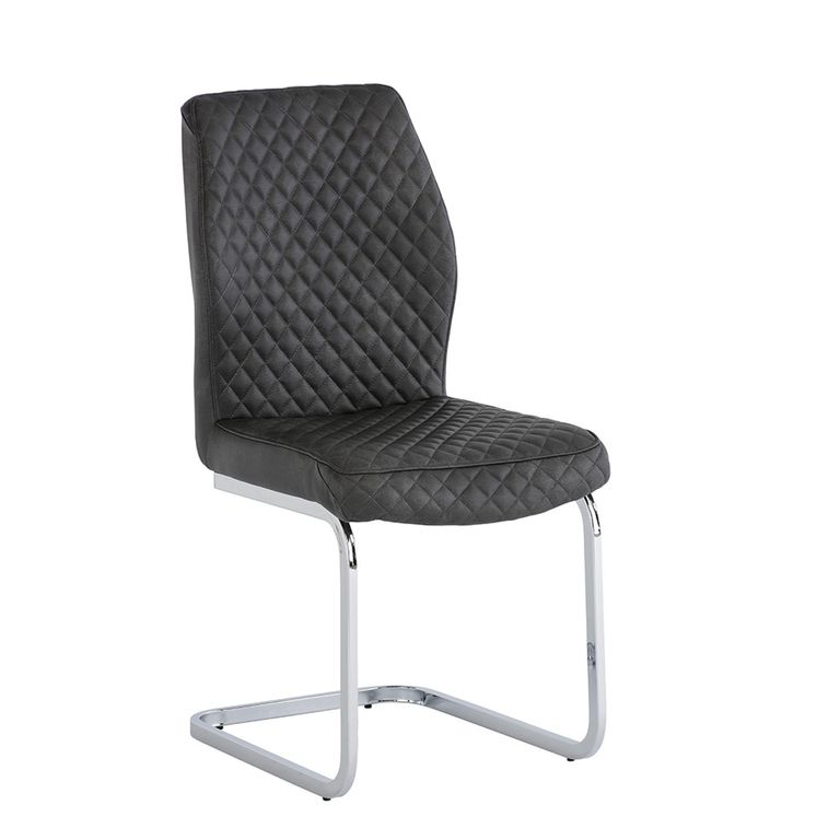 Capri Dining Chair - Set of 2 - Chrome Cantilever - Grey Fabric