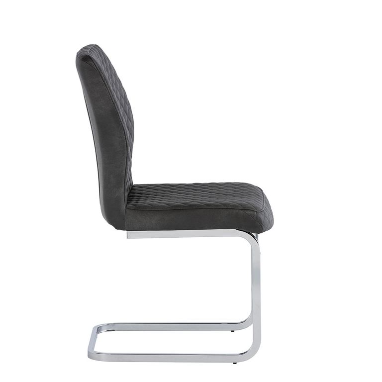 Capri Dining Chair - Set of 2 - Chrome Cantilever - Grey Fabric