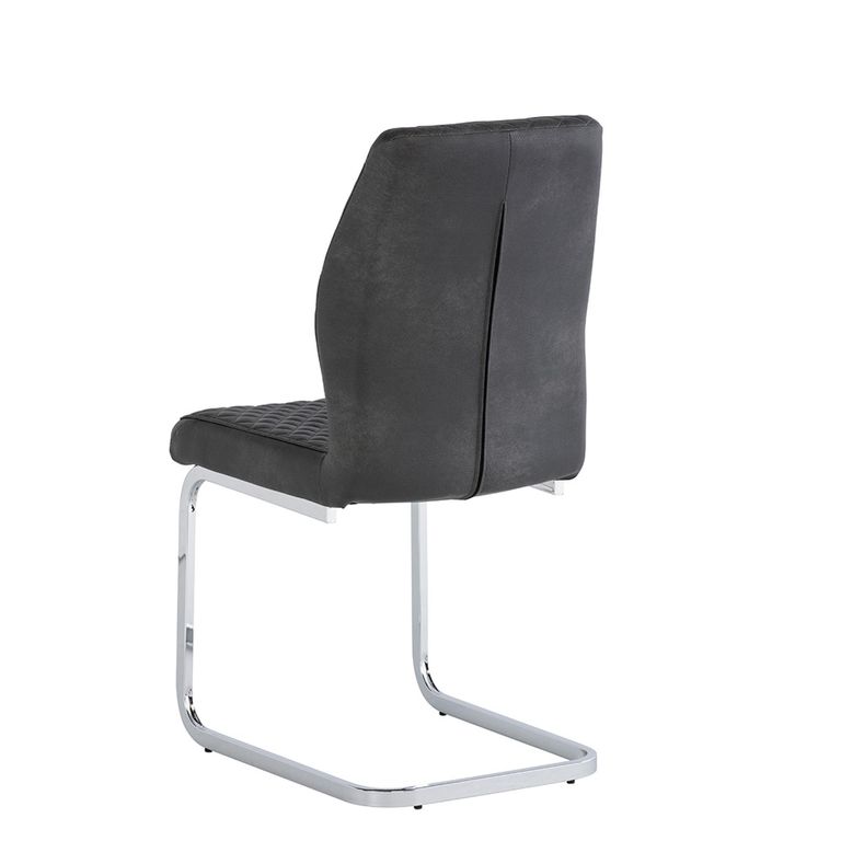 Capri Dining Chair - Set of 2 - Chrome Cantilever - Grey Fabric