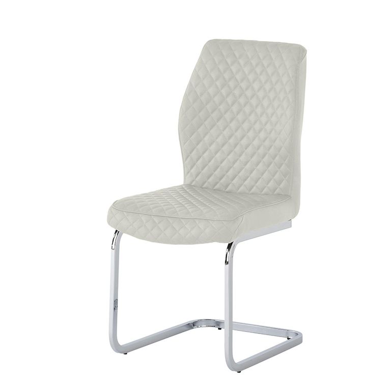 Capri Dining Chair - Set of 2 - Chrome Cantilever - Stone Fabric
