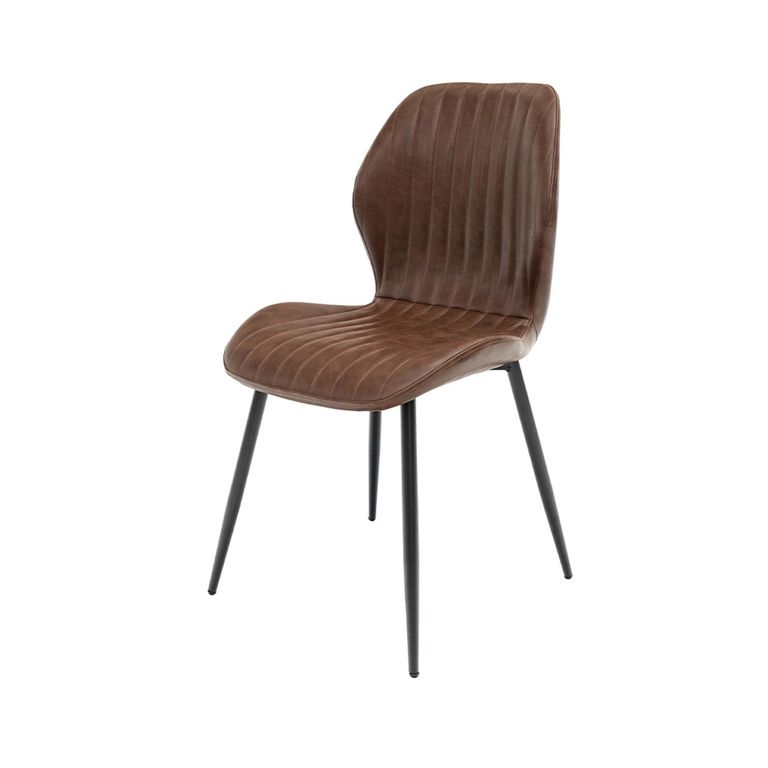 Fontana Dining Chair - Set of 2 - Antique Tan Faux Leather