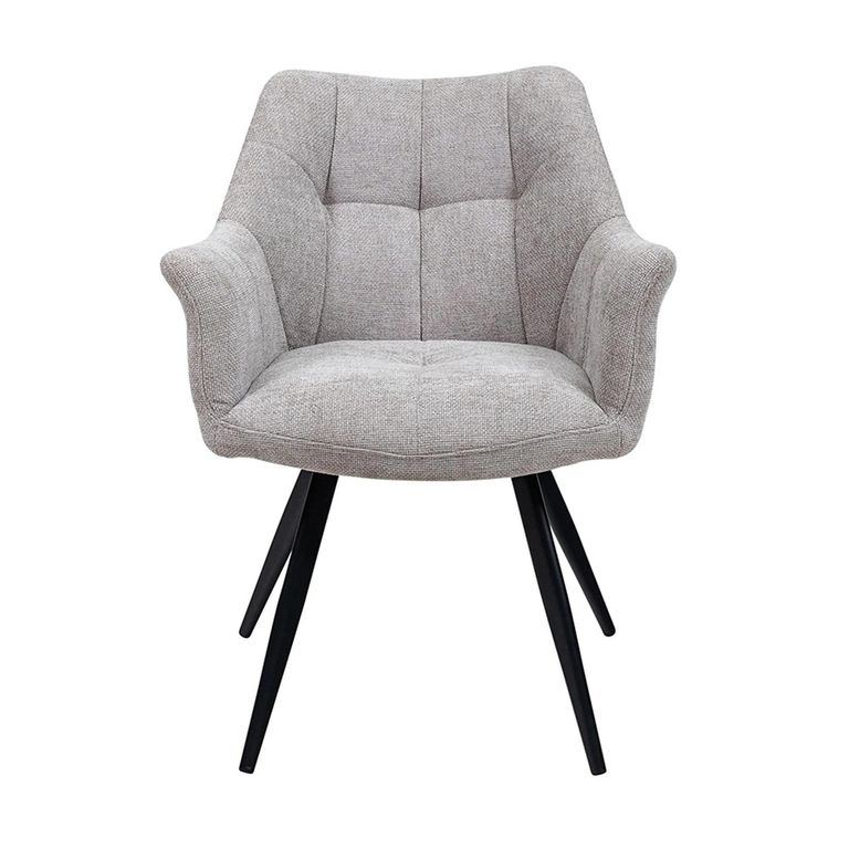 Poppy Dining Armchairs - Set of 2 - Light Grey Fabric