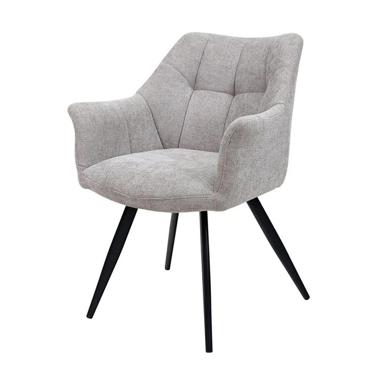 Poppy Dining Armchairs - Set of 2 - Light Grey Fabric