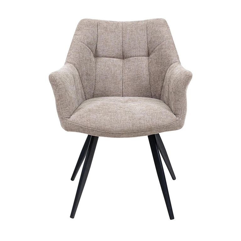 Poppy Dining Armchairs - Set of 2 - Taupe Fabric
