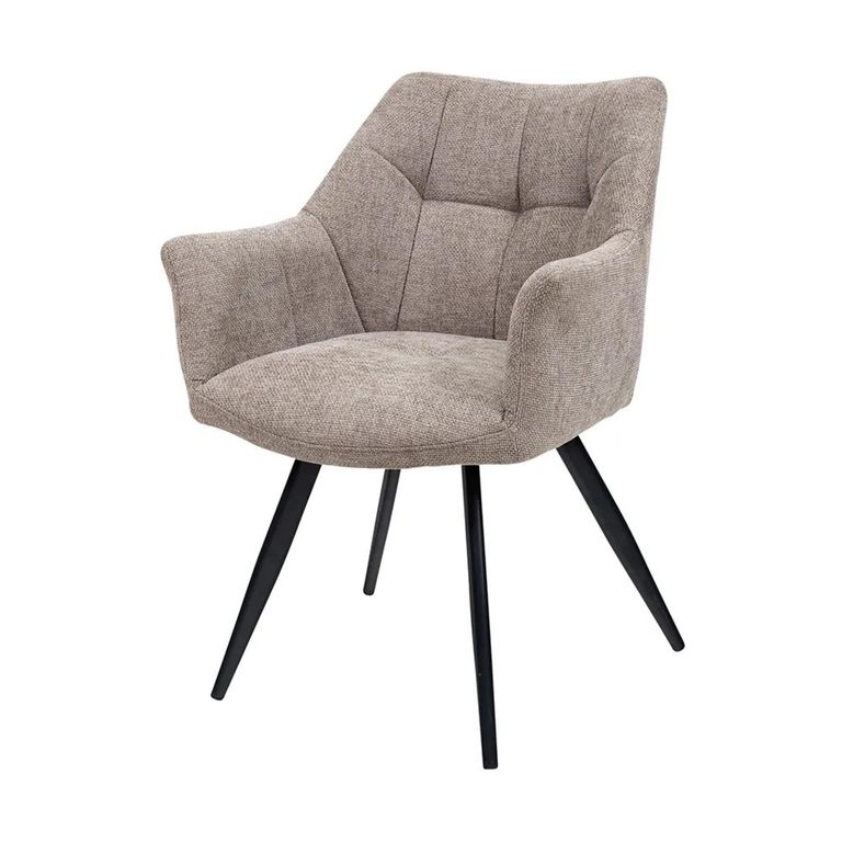 Poppy Dining Armchairs - Set of 2 - Taupe Fabric